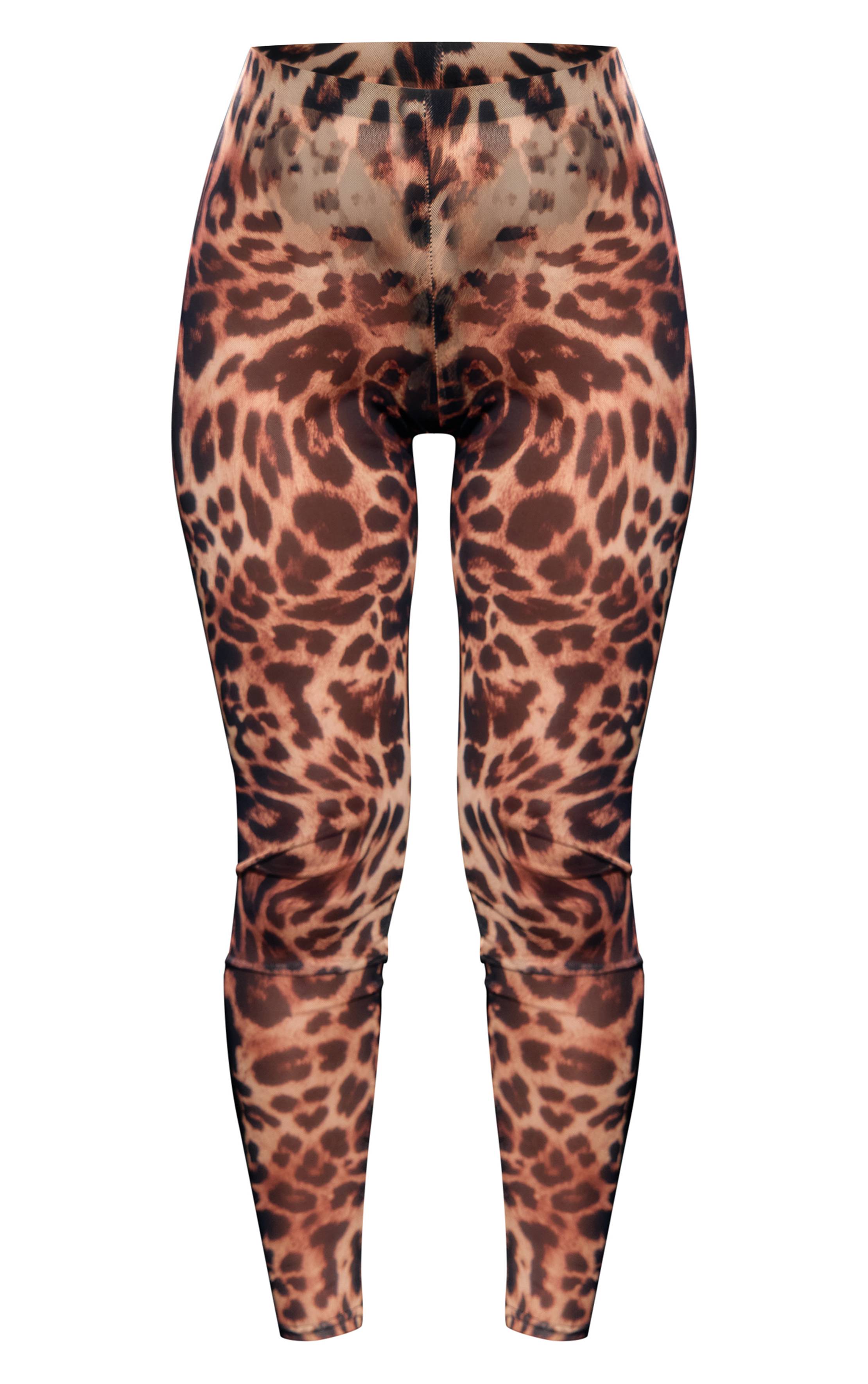 Legging En Résille Imprimé Léopard