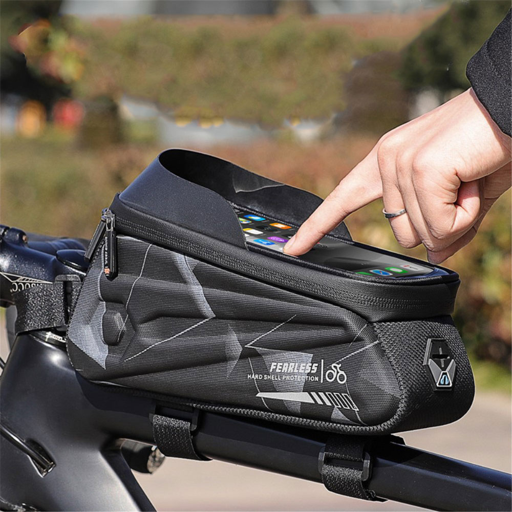 Spritzwasserfeste Gravel Bike Velo Smartphone Tasche für den Fahrrad Rahmen (bis 7