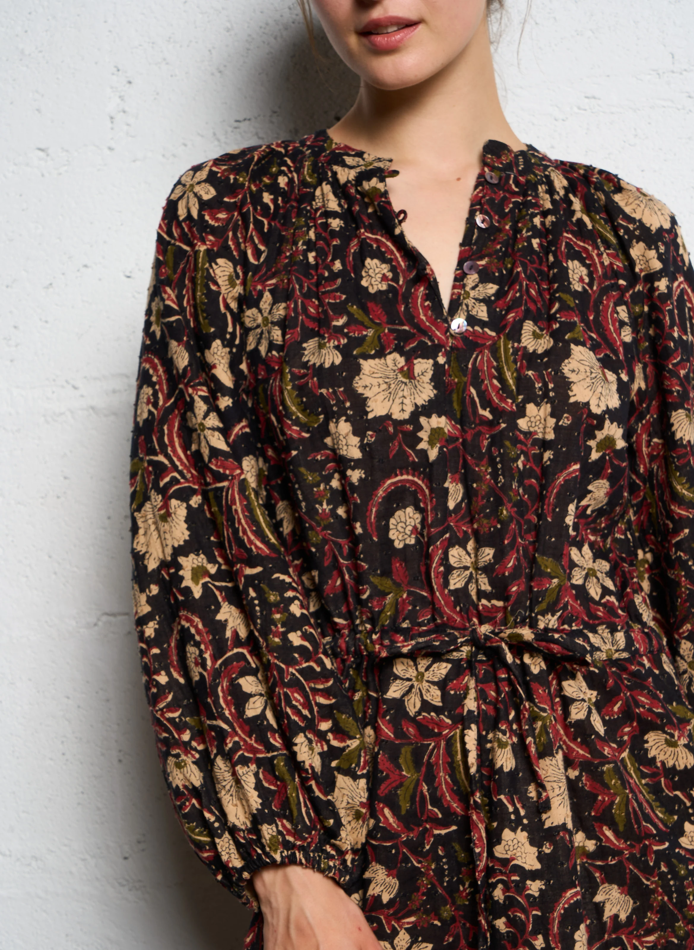 BOTANIC ANTONELLA - Robe longue col rond en coton imprimé | Multicolore
