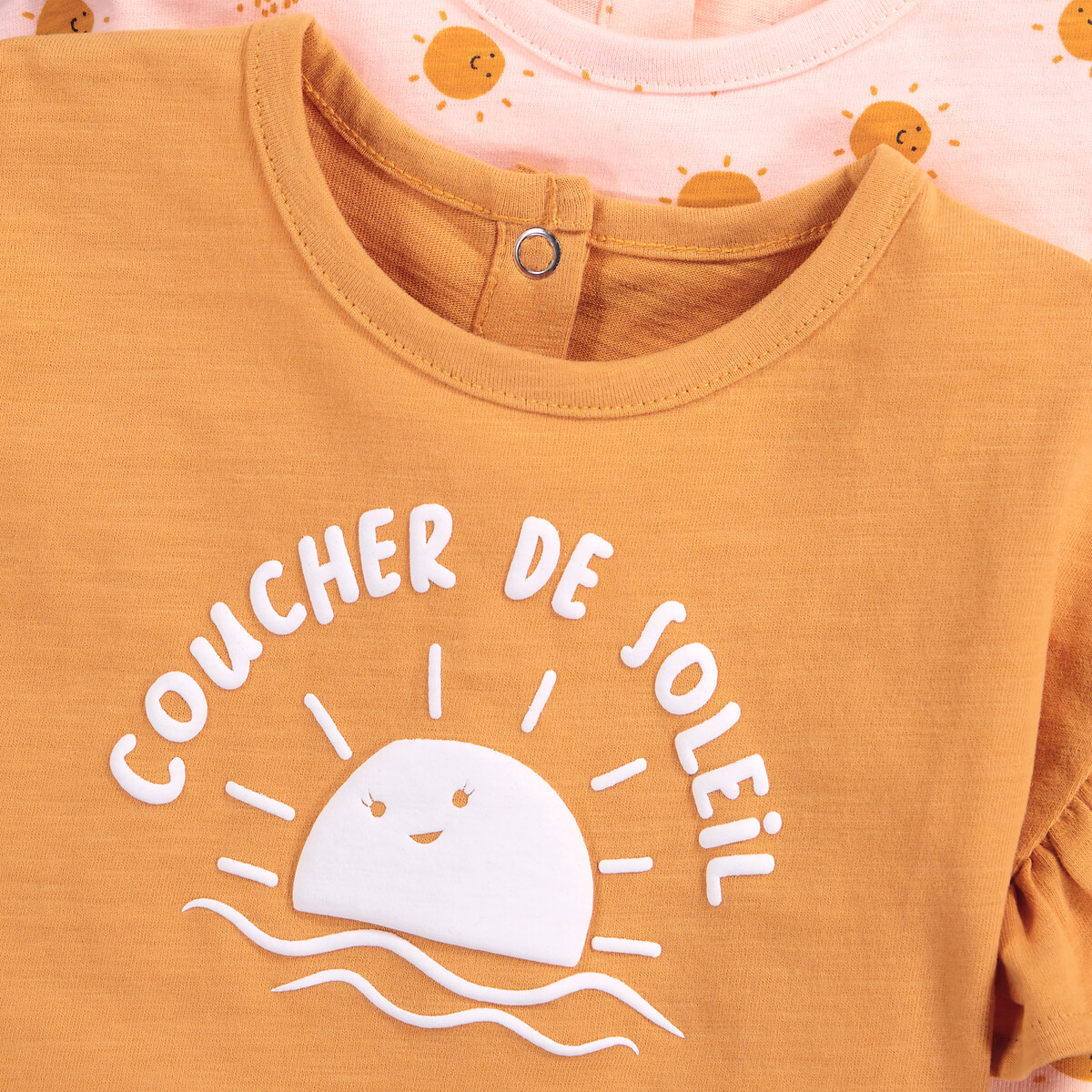 COLEÇÃO LA REDOUTE<br>Conjunto de 2 camisetas de manga curta com babado