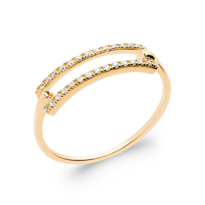 Bague Femme - Plaqué Or - Oxyde de zirconium