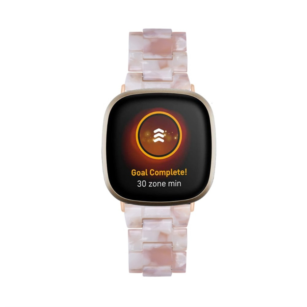 Fitbit Versa 4 / Sense 2 Resin Armband mit Faltschliesse (Gelenkumfang: 180-210mm) - Rosa / Weiss