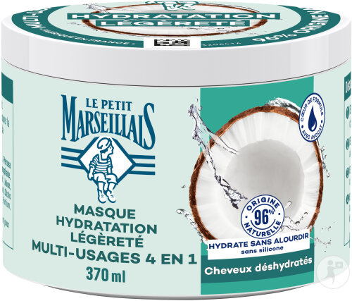 Le Petit Marseillais Masque 4en1 Hydratation Légèreté Eau De Coco Bio Pot 370ml