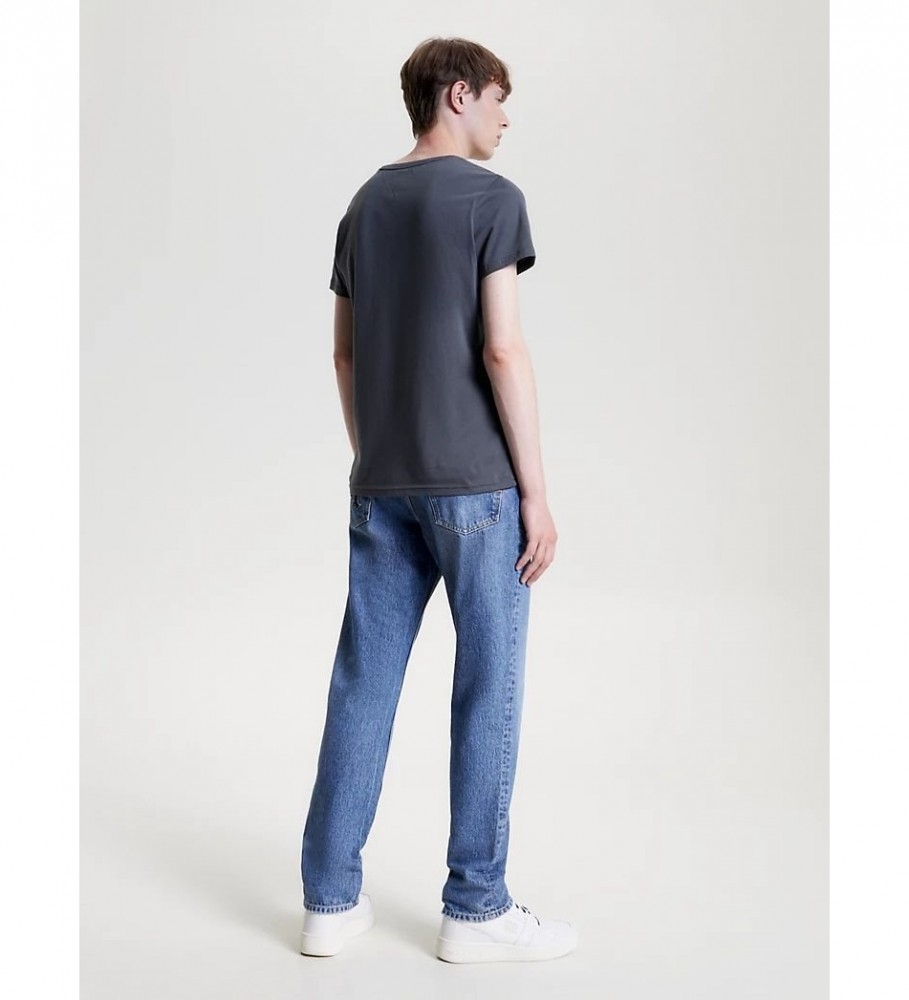 Conjunto de 2 camisetas Tommy Jeans Essential Slim Fit, cinza e preta.