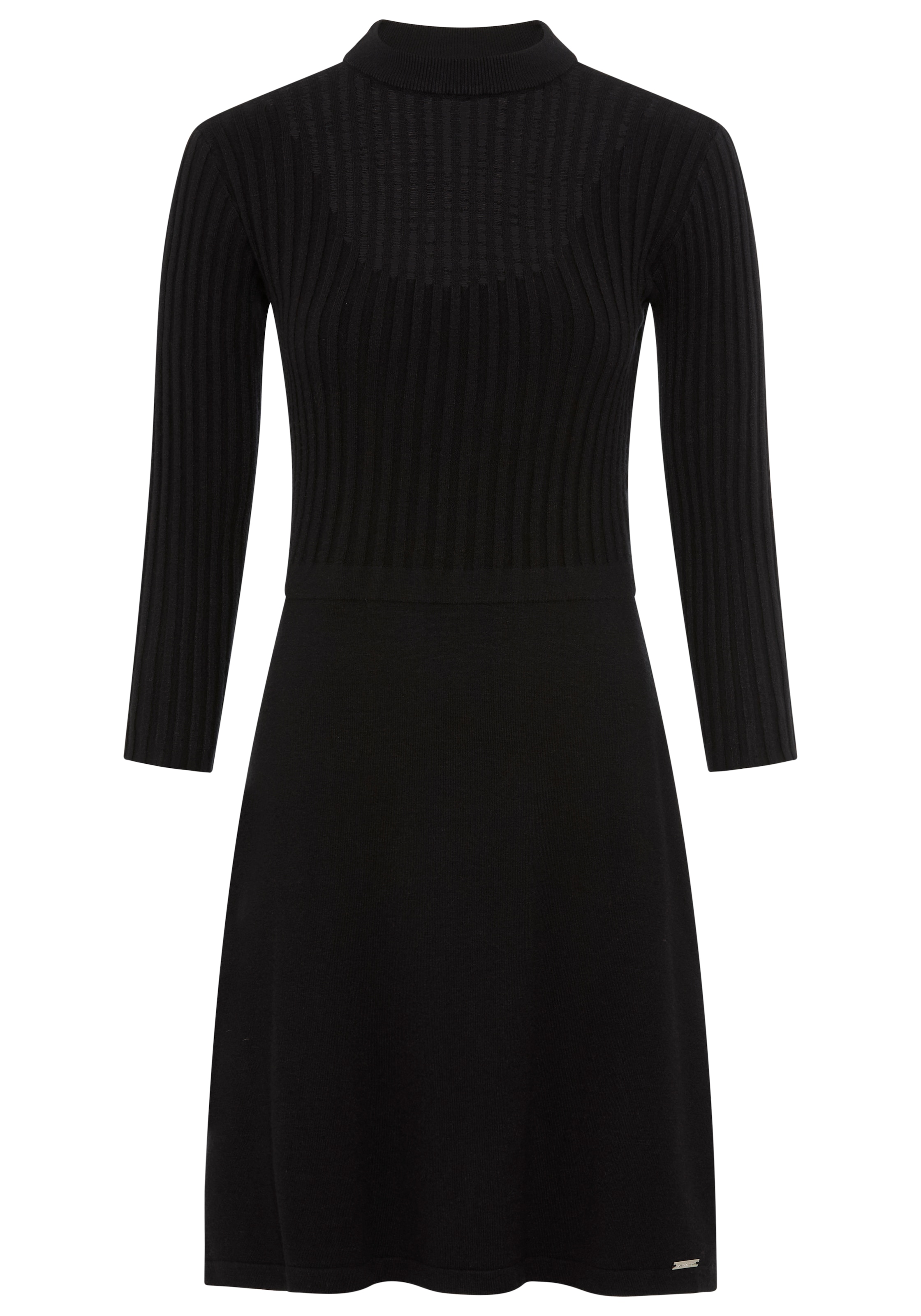 Bruno Banani Strickkleid Ohne Taschen mit transparentem Ausschnittdetail