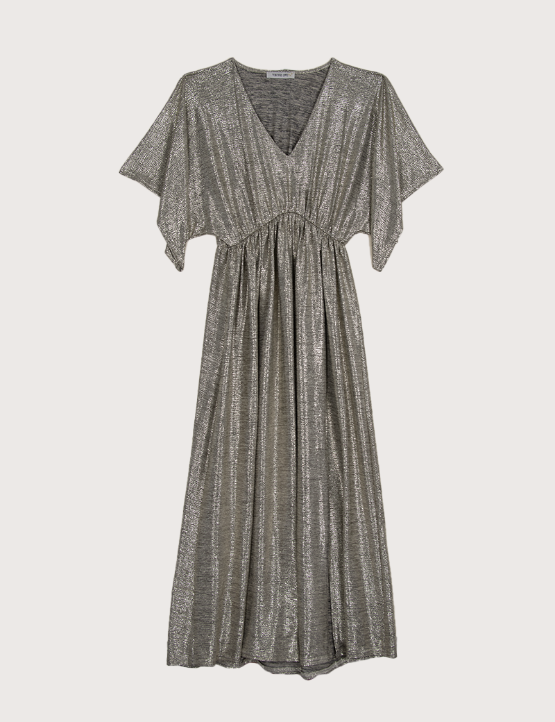 VINTAGE LOVE ROBE LONGUE HAVANE ARGENT LUREX