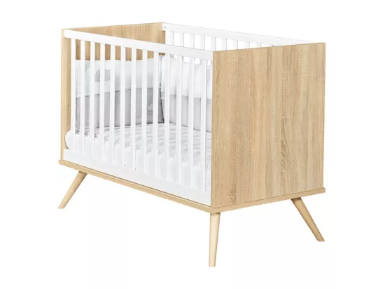 Lit bébé Seventies Bois et blanc