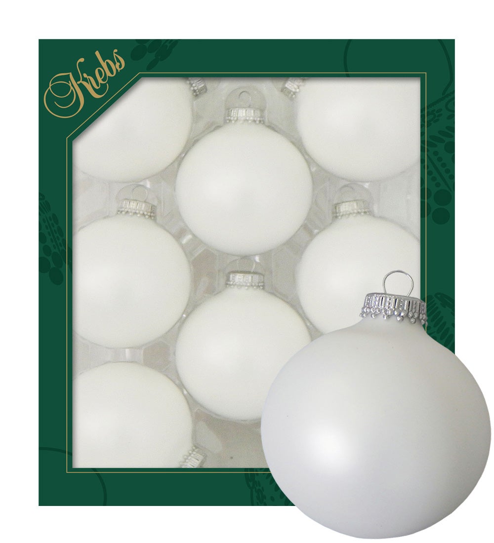 Satijnen witte glazen bol van 7 cm, effen, 8 stuks, kerstballen, kerstversieringen, kerstversieringen
