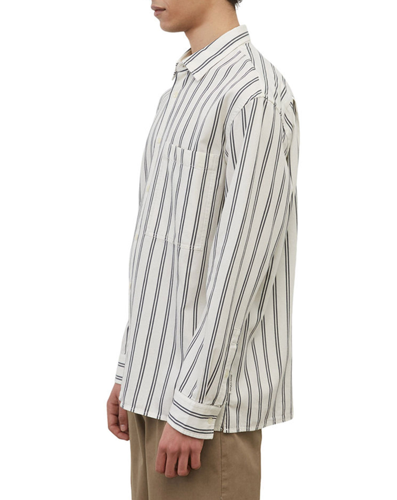 Marc O'Polo Chemise manches longues Rayée Poche blanc/noir