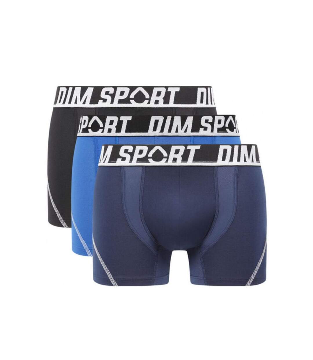 DIM Lot de 3 Boxers Homme Microfibre SÉCHAGE RAPIDE Noir Bleu Cyan