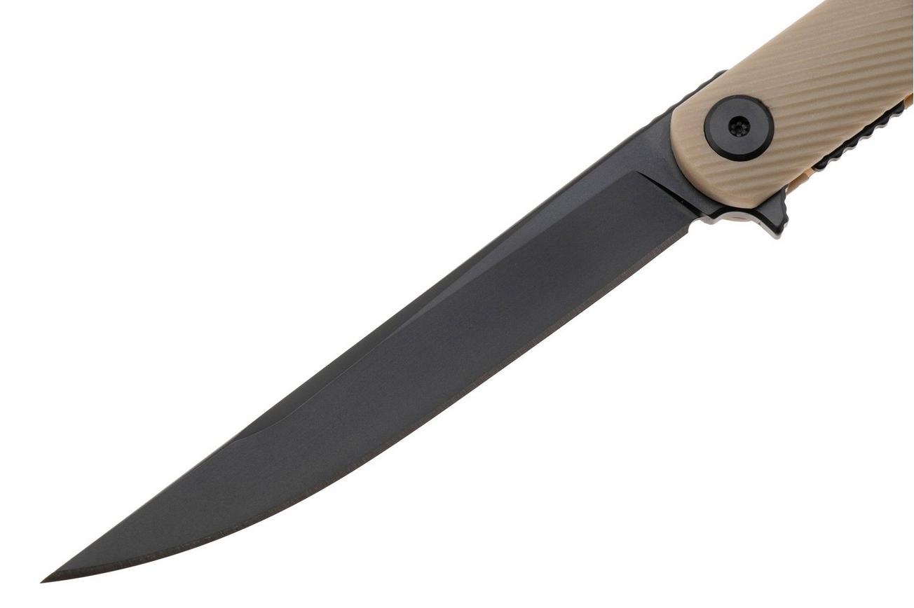 Spartan Blades Nemec Folder SFBL12TN, Black PVD CPM S35VN, Tan Sculpted GFN zakmes, Ondřej Němec design