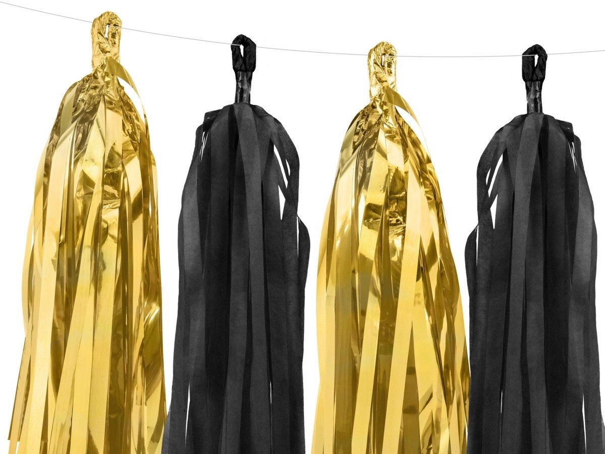 Tassel Slinger Zwart Goud 2m