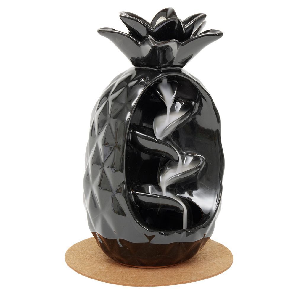 Fontaine à encens forme ananas noir H20 cm