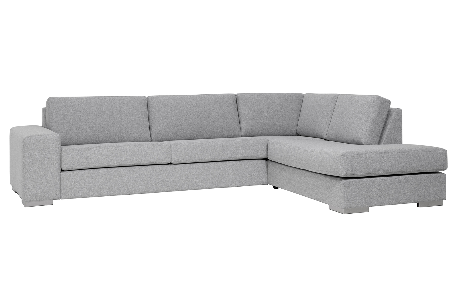 Modern Living hjørnesofa 3-seter med åpen ende høyre. I tekstil Solid 3/1 lys grå og