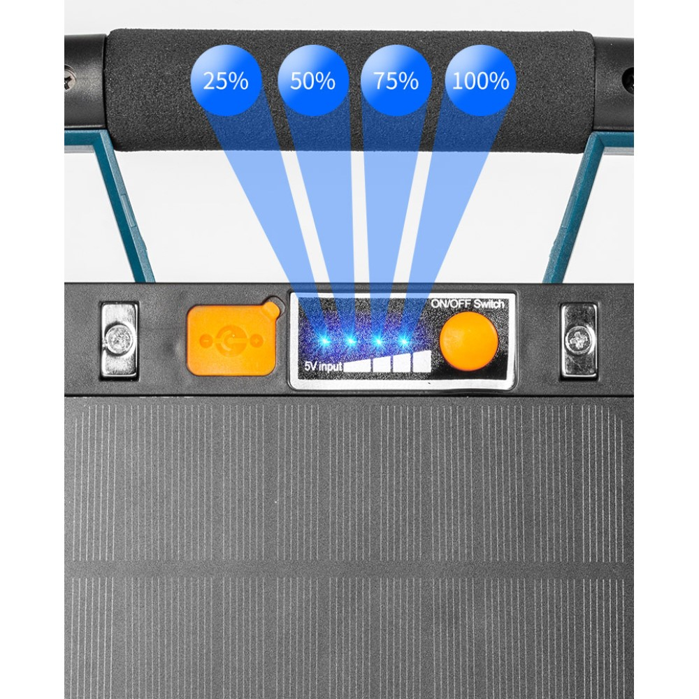 (1000Lumen) Solar LED Handscheinwerfer Arbeitsleuchte USB Flutlicht mit 3 Leuchtmodi - Schwarz