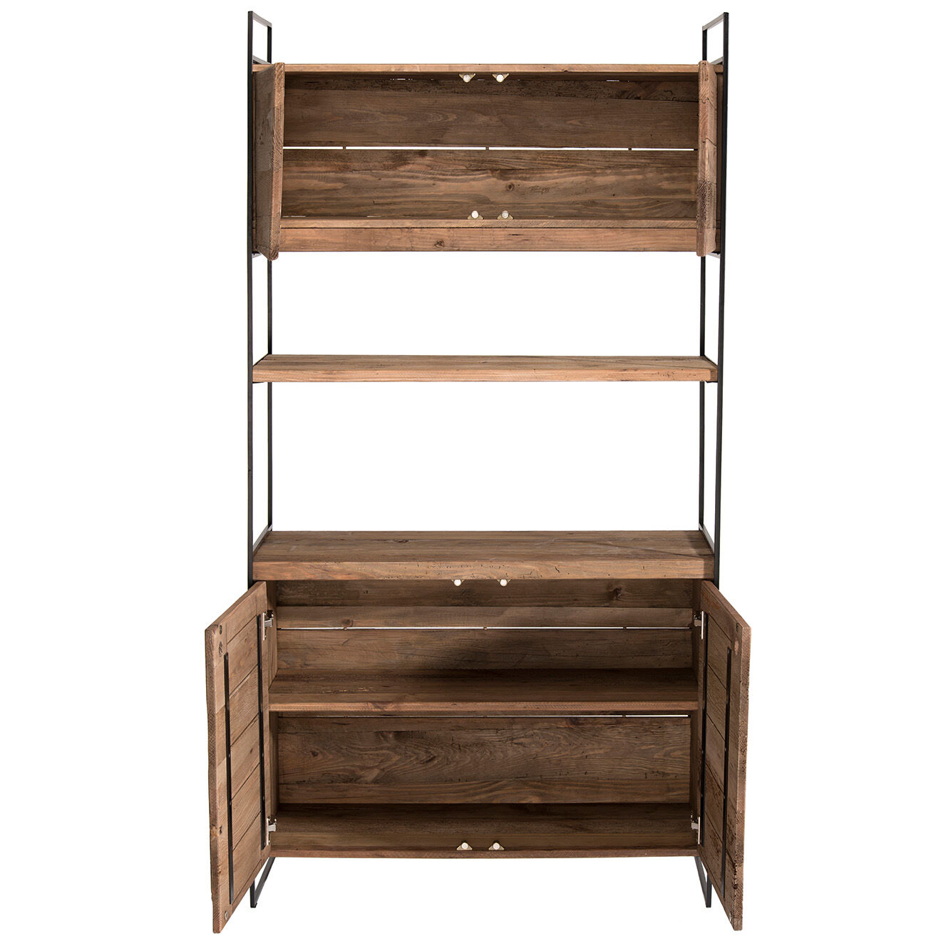 Macabane Bibliothèque 4 portes & 1 égagère Andrea Bois naturel  - 99x40x190cm