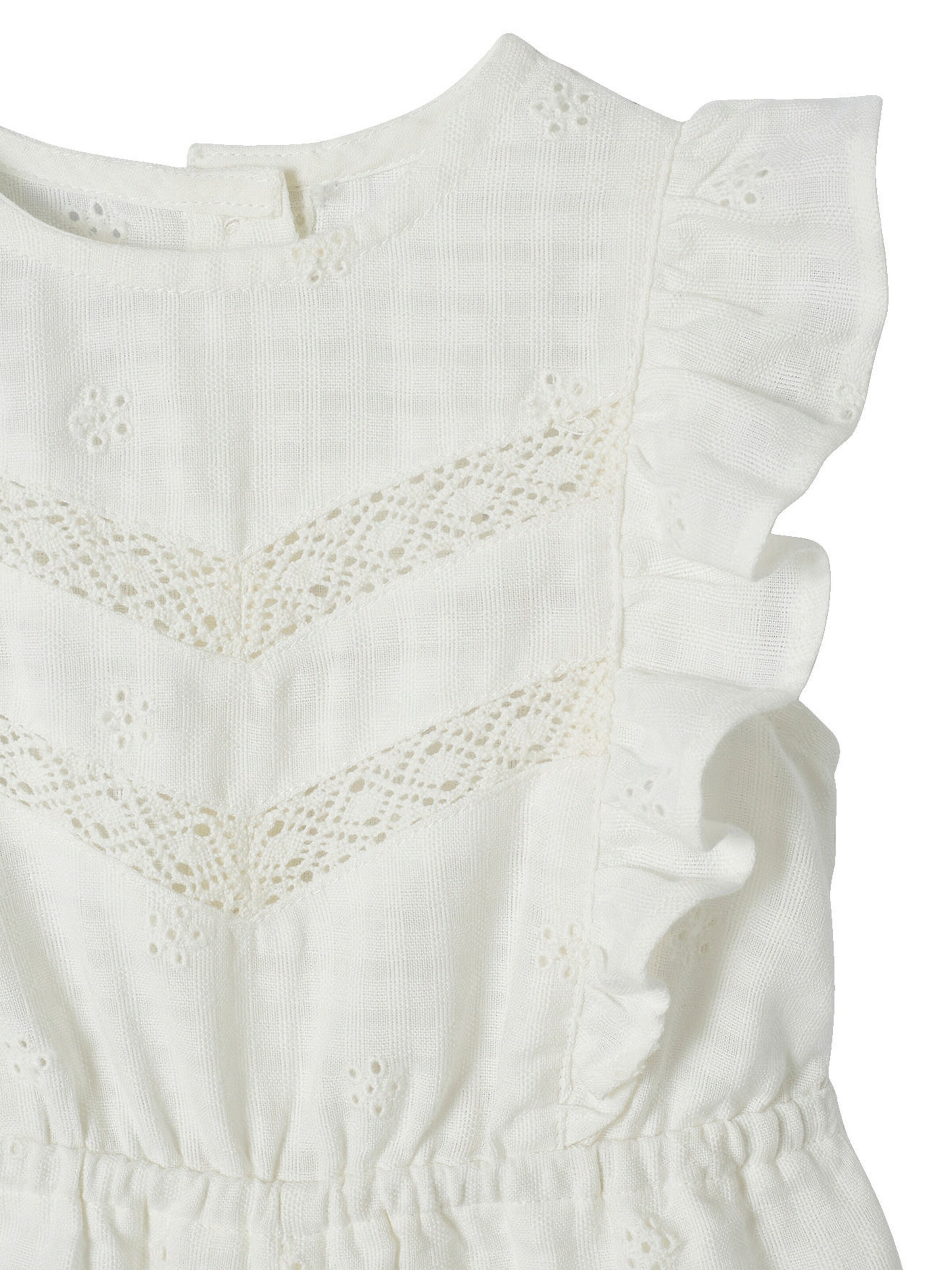 Vertbaudet Festlicher Baby Kurzoverall mit Lochstickereien wollweiß