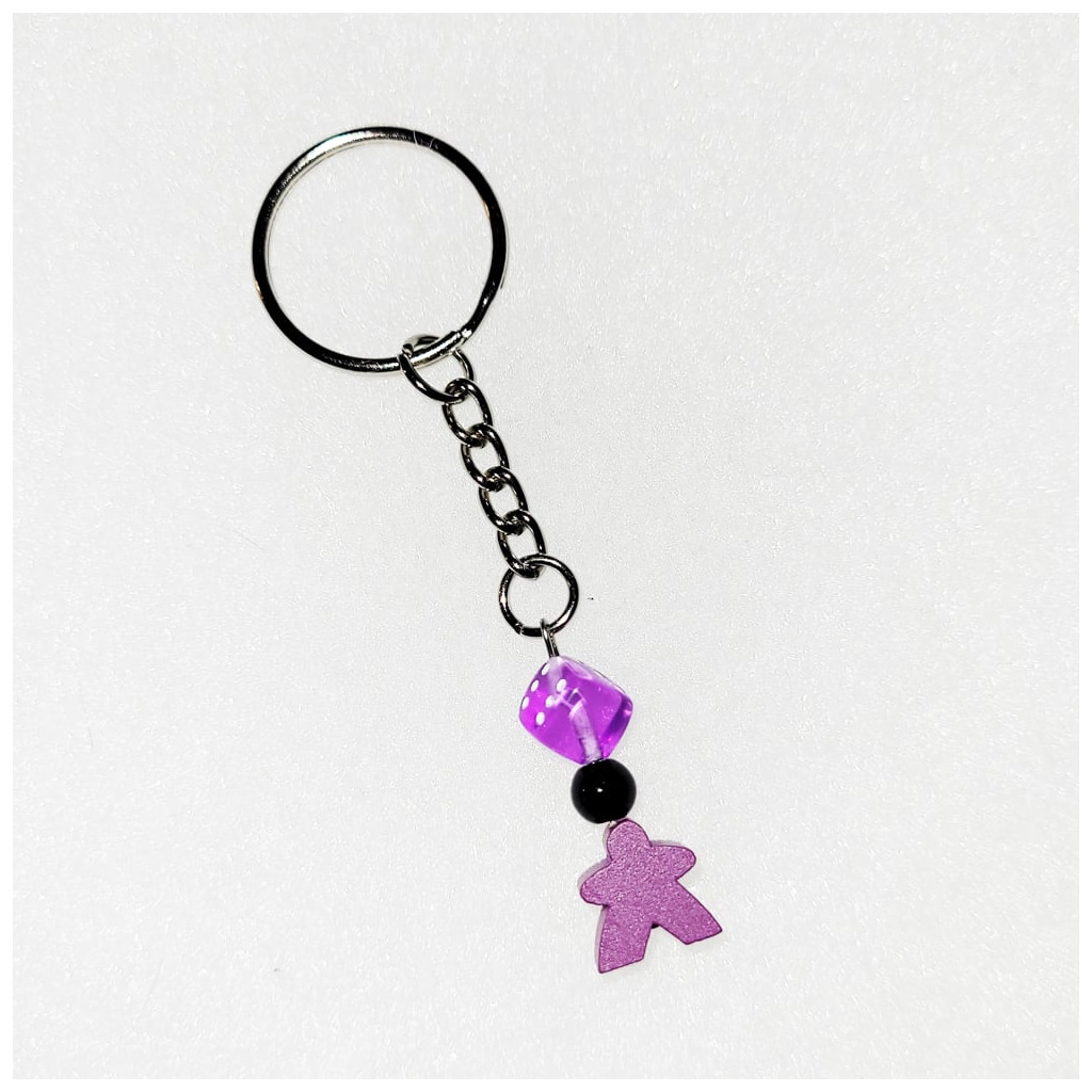 Porte-clés mini Meeple dé - Violet