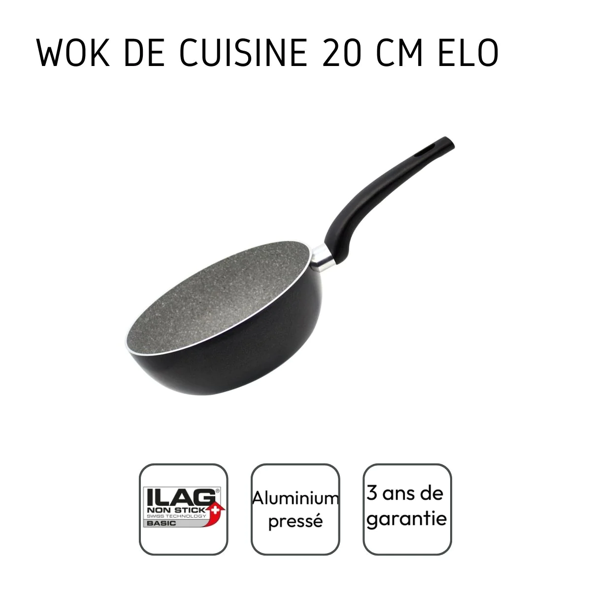Poêle wok 20 cm en aluminium pressé Dolomit Elo