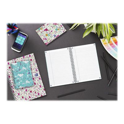 Oxford Floral - Carnet de notes à spirale - B5 - 120 pages - petits carreaux