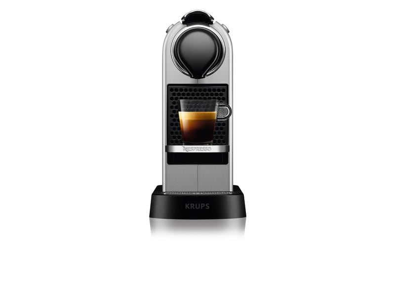 Krups Kaffeemaschine Nespresso CitiZ XN741B Silber Elegante Kapselmaschine der Original Line mit geringem Platzbedarf