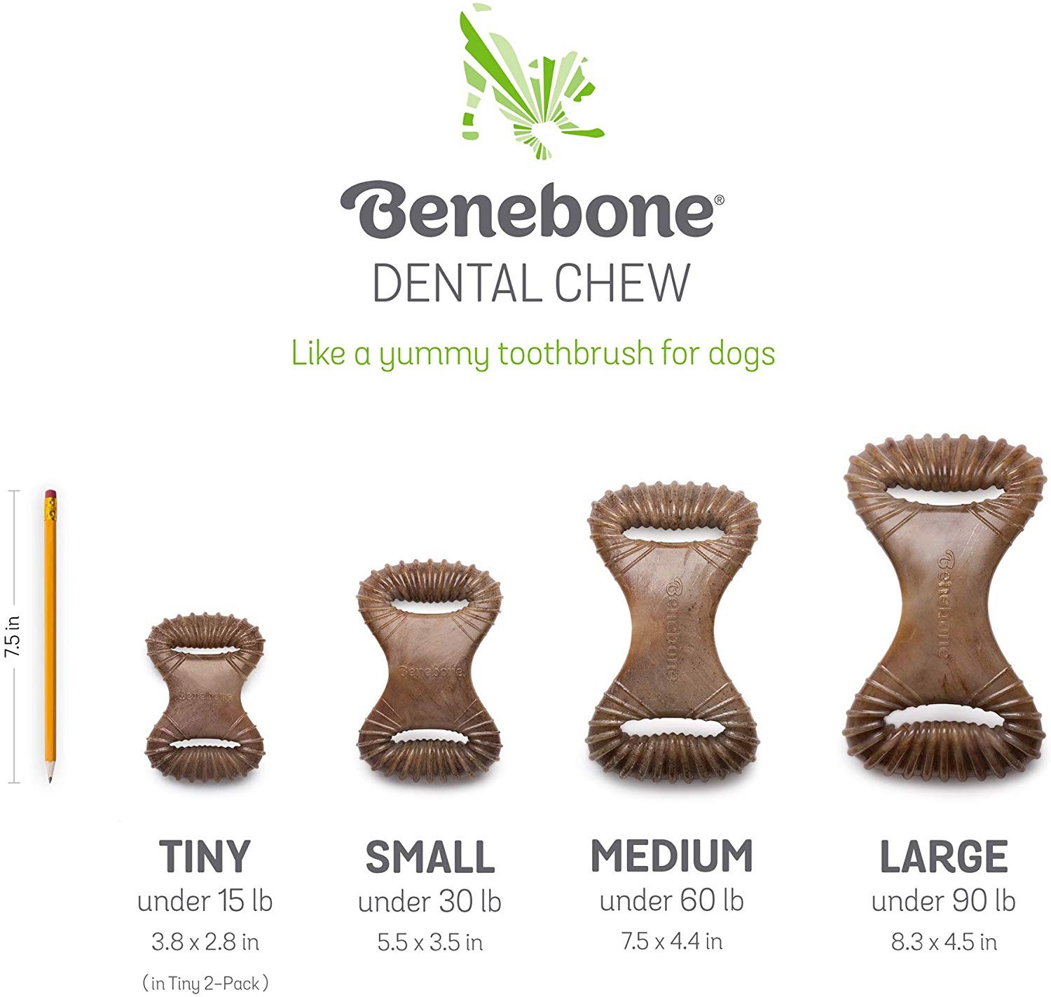Brinquedo dental Benebone para dentição em formato de bacon, marrom.