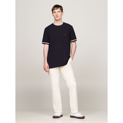 Tommy Hilfiger Global Stripe Cuff Pique T-shirt, Desert Sky, 3XL