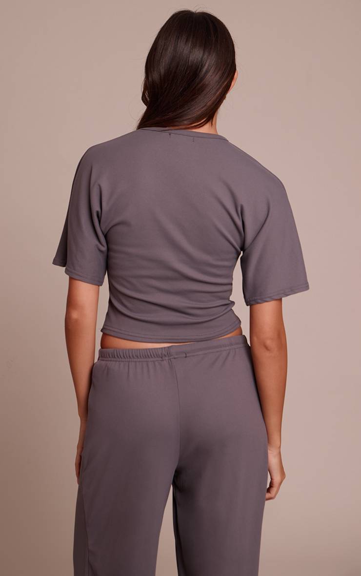 Charcoal Grey T-shirt Ample À Toucher Doux