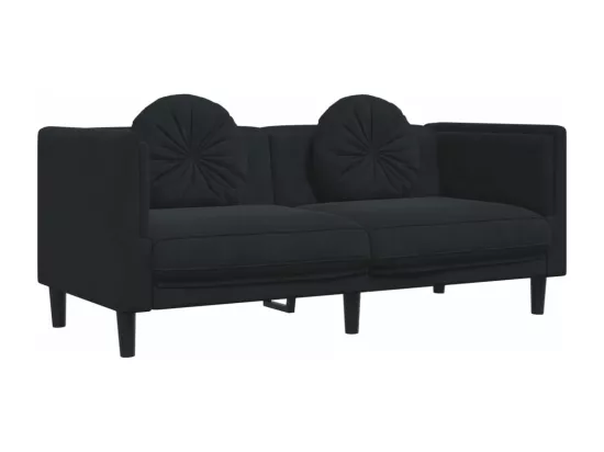 Ensemble de canapés 3 pcs avec coussins noir velours
