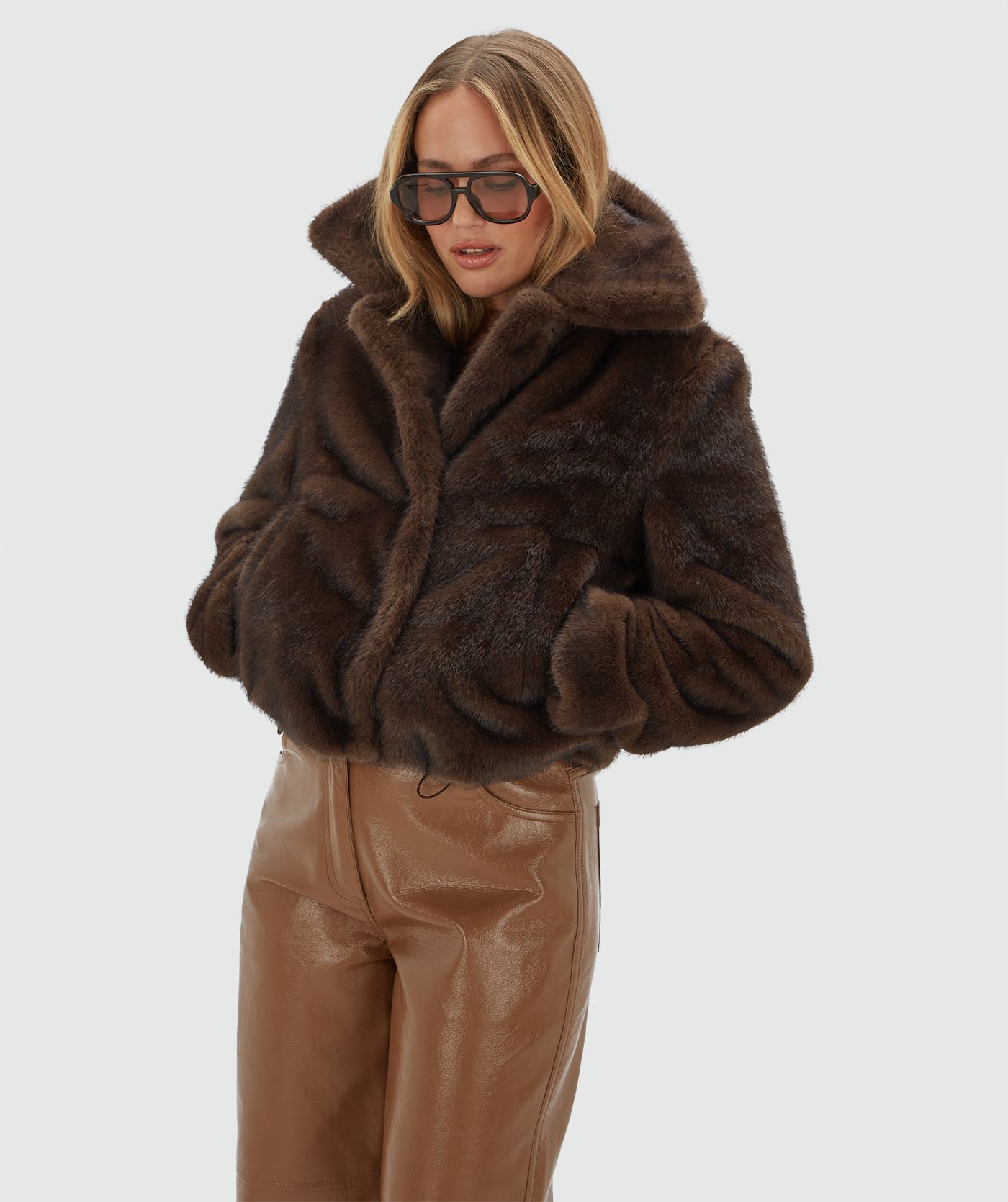 JV-LOVISA regular faux fur jas - soft brown