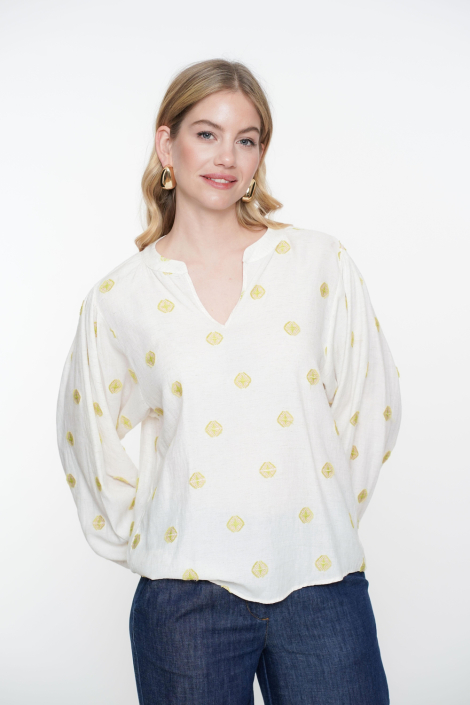 Geisha beige dames blouse