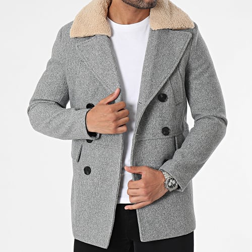Veste Col Mouton Gris Chiné