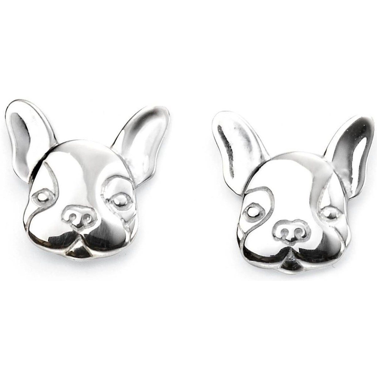 Boucle d'oreille bouledogue français en argent 925/1000
