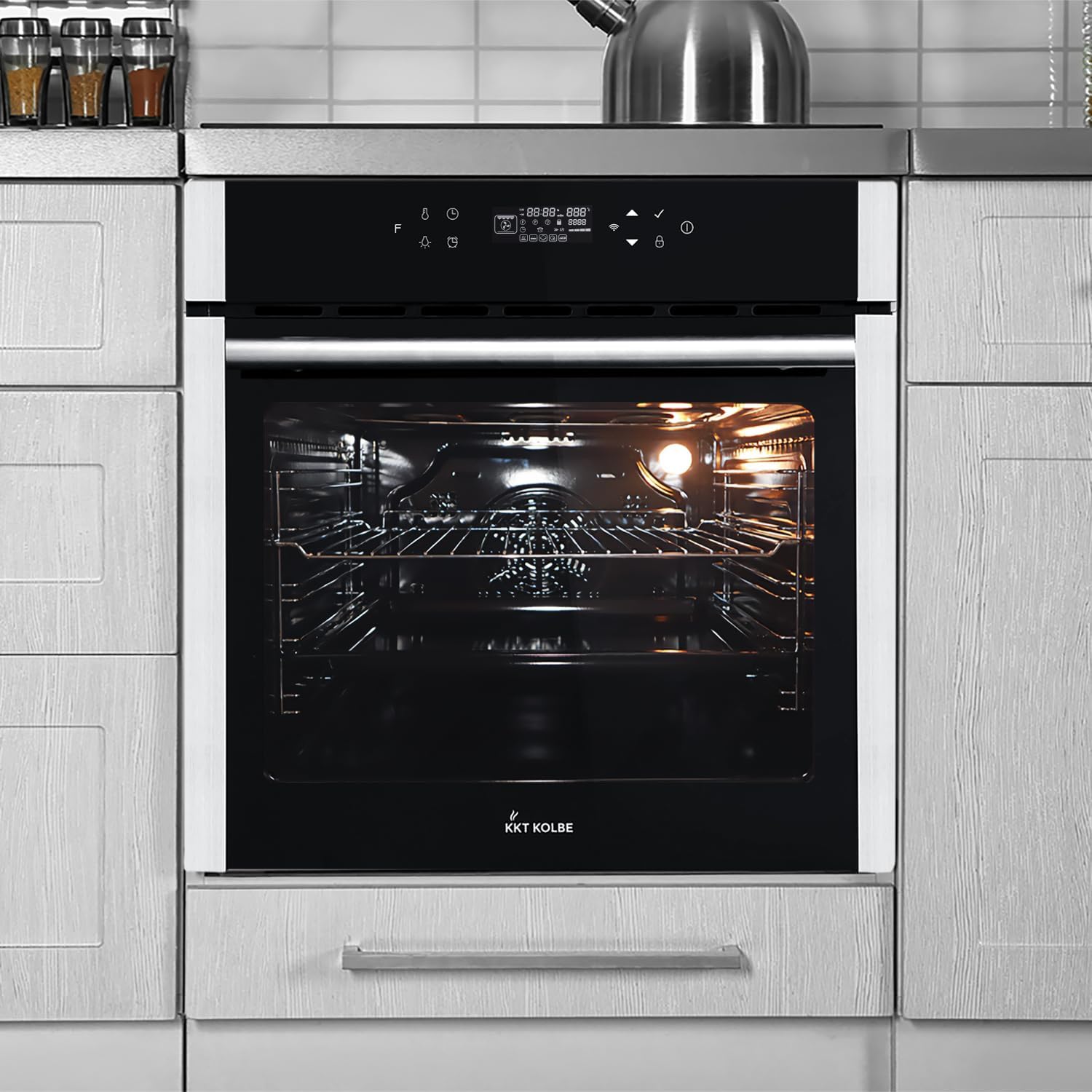 KKT KOLBE | Einbaubackofen 60 cm | 70L | 2,8kW | Pizzafunktion | Teleskopauszug | Grill | Umluft | Heißluft | Automatik-Timer | Smart WiFi App | WLAN | EB8313HC