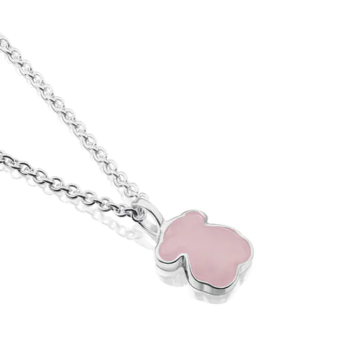 Colar prateado com quartzo (Nova cor)