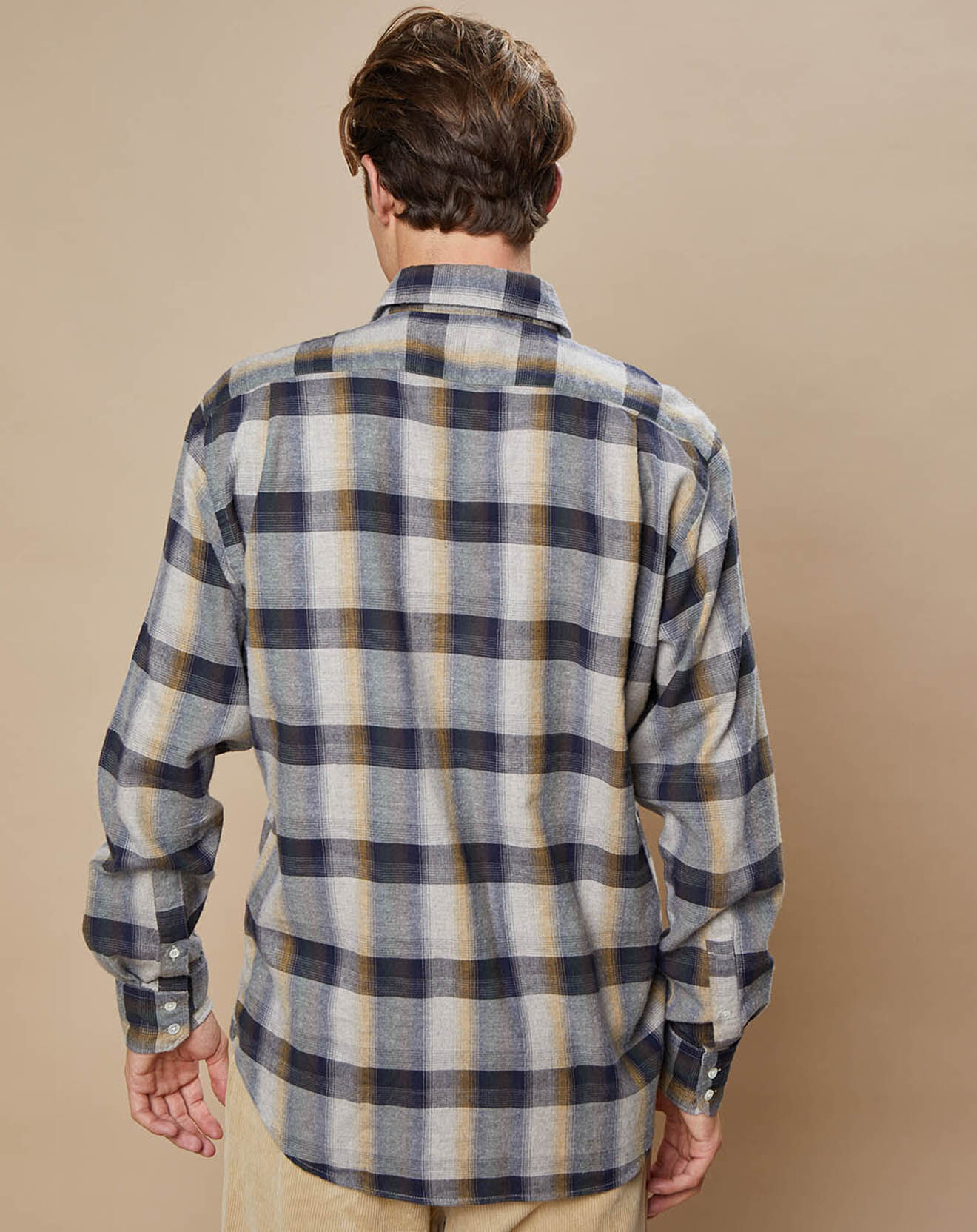 Hartford Chemise Regular en Flanelle de Coton Paul à carreaux naturel/army/doré