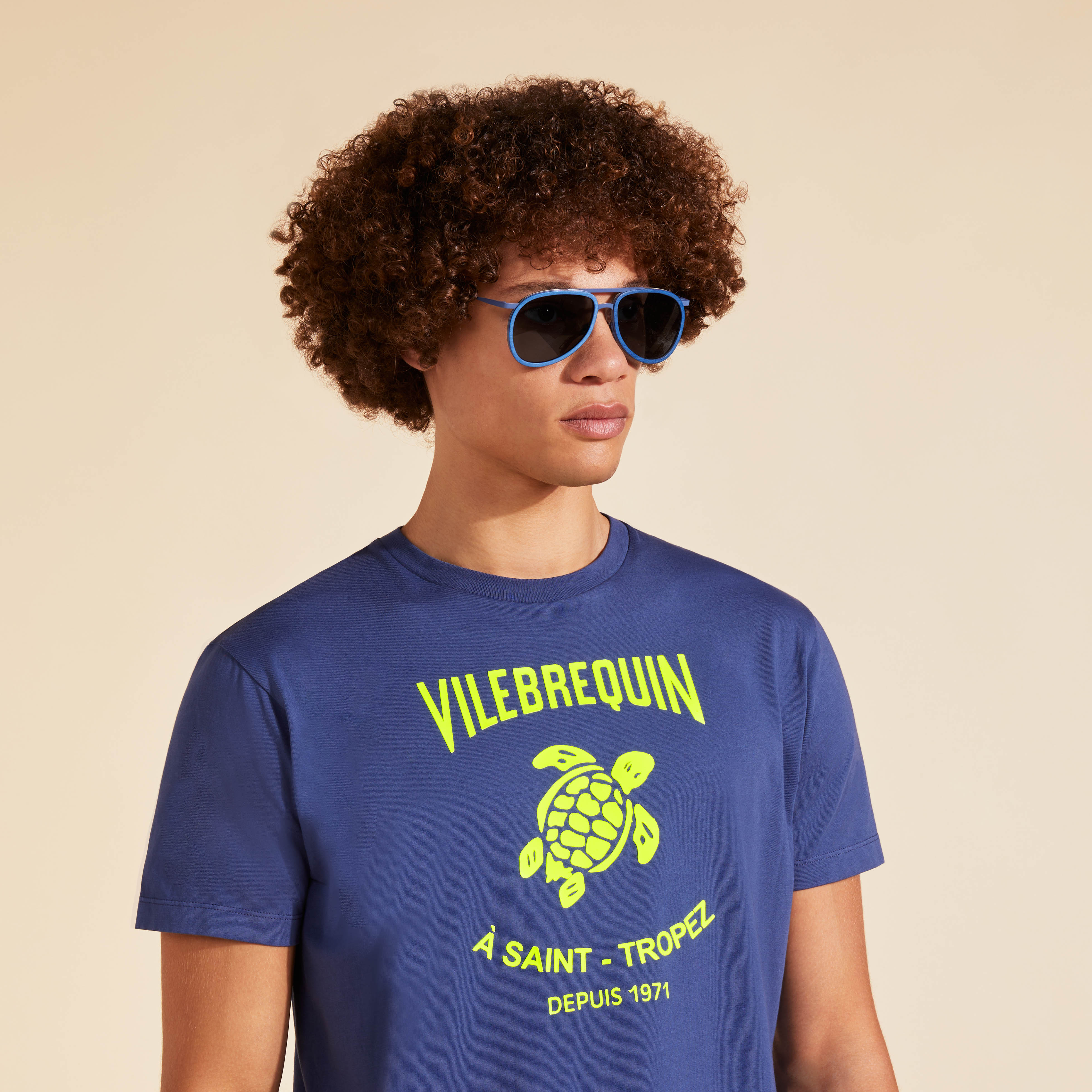 T-Shirt en Coton Imprimé Logo Tortue Homme Imprimé Logo Tortue