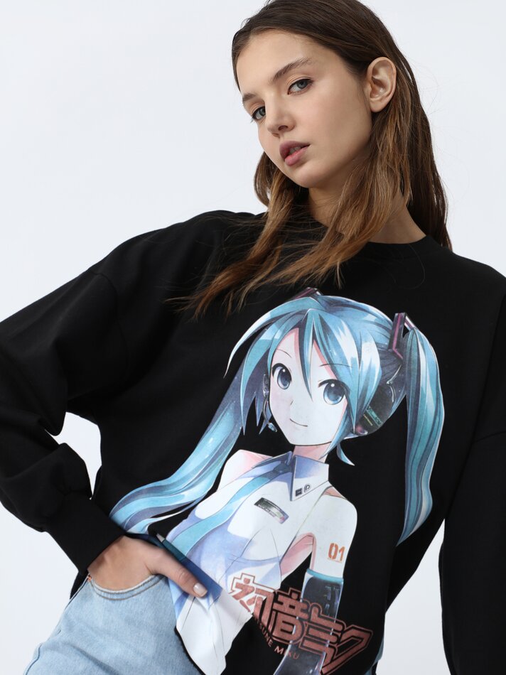 Moletom Miku Hatsune Estampado - Vigoré Preto