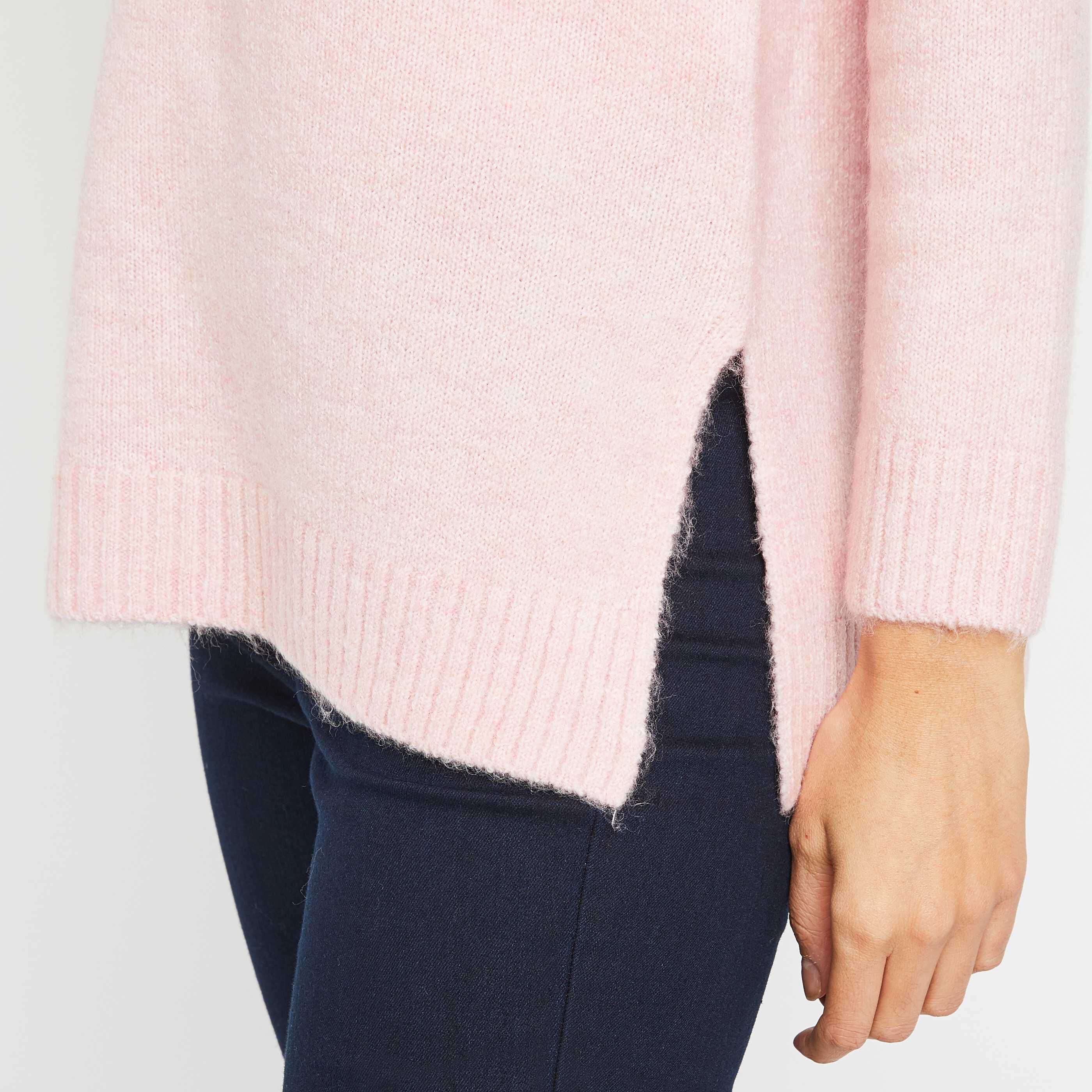 Pull long col V femme - ROSE