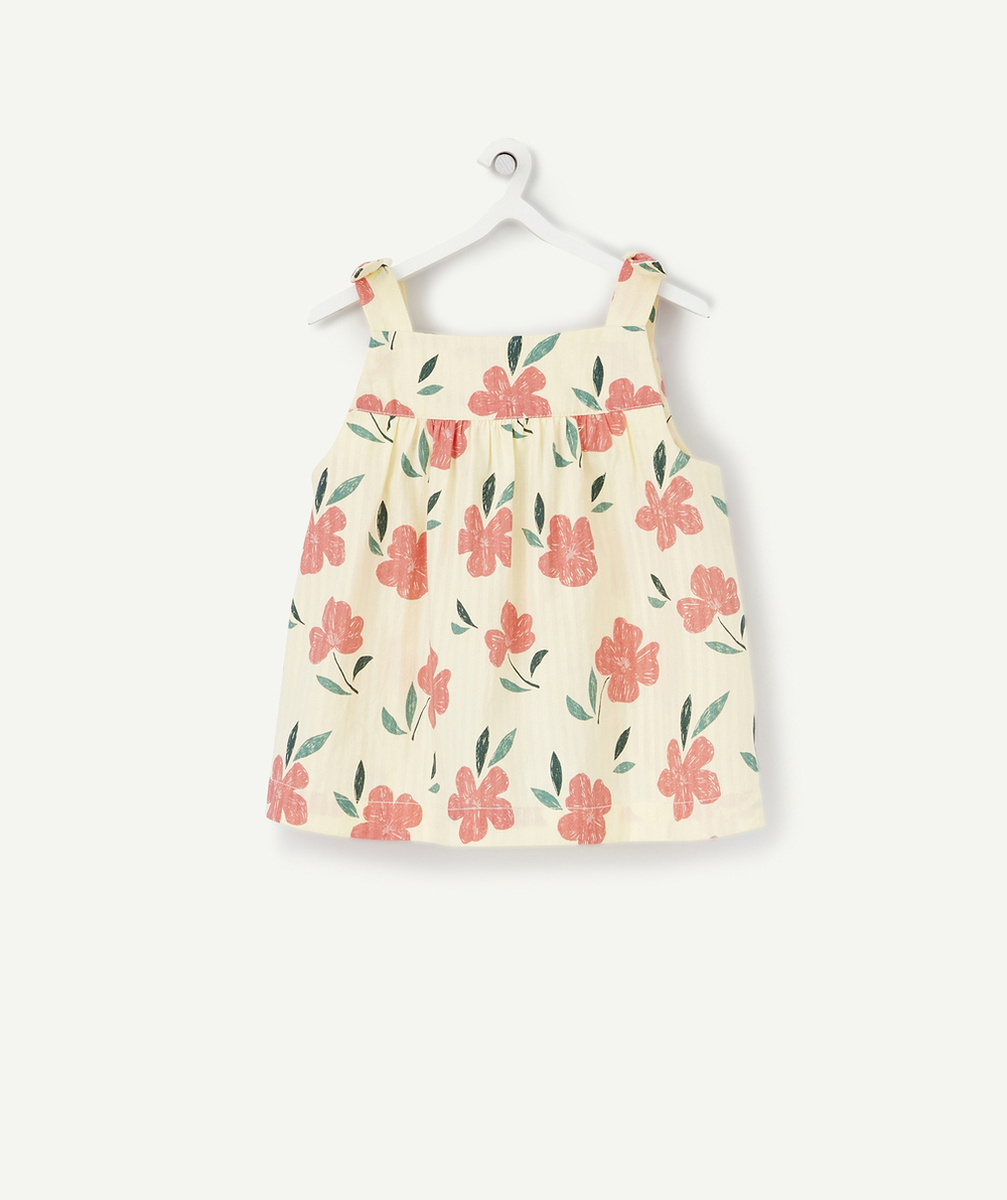 BLOUSE BÉBÉ FILLE JAUNE EN COTON ET IMPRIMÉE AVEC FLEURS