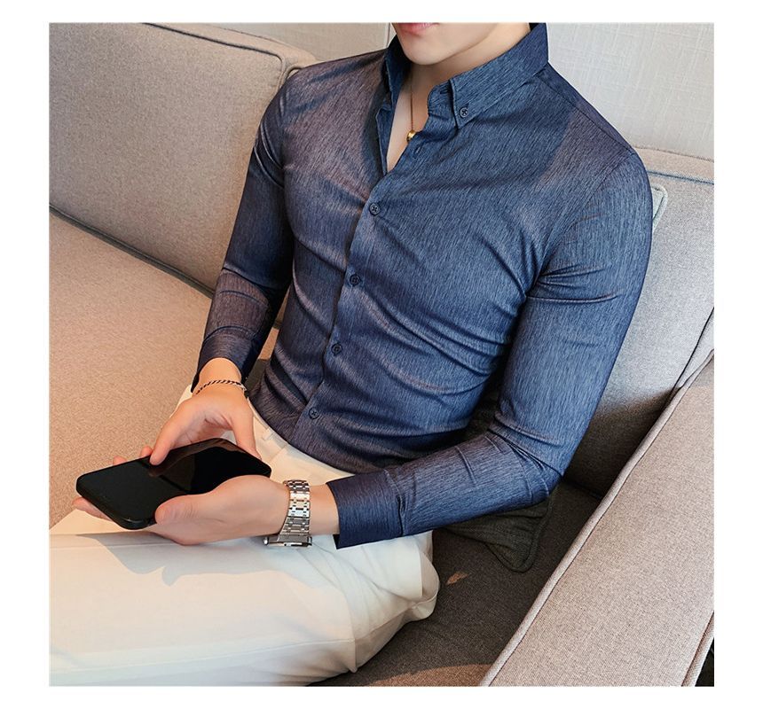 Deepwood - Slim Fit overhemd met lange mouwen en effen pasvorm