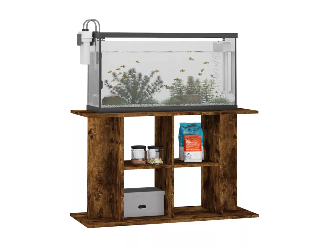 Support pour aquarium chêne fumé 100x40x60 cm bois d'ingénierie