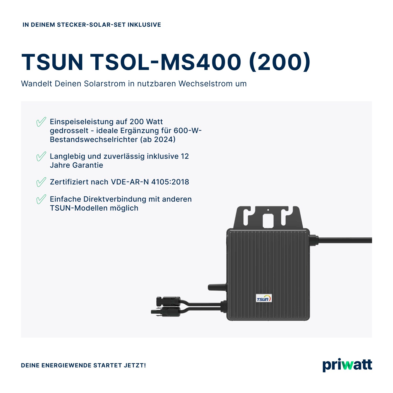 priwatt Balkonkraftwerk 410Wp/200W - WiFi - Erweiterungsset
