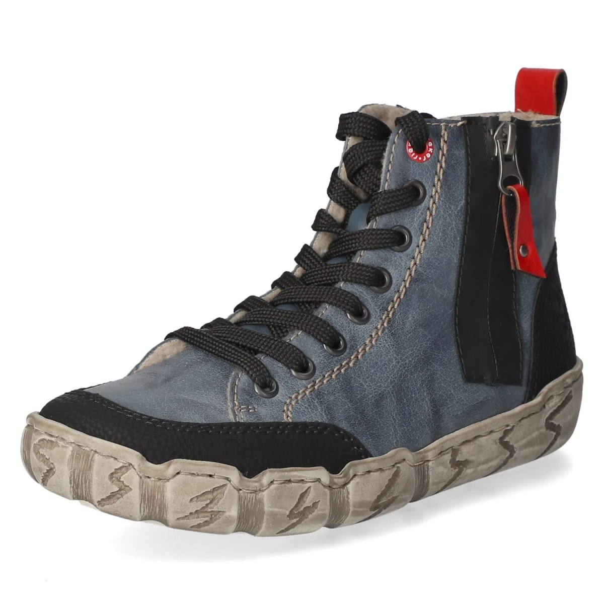RiekerSchnürboots - blau Kombi