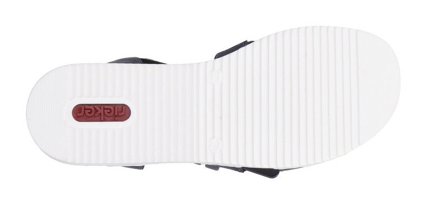 Rieker Riemchensandale  , Sommerschuh, Sandalette, Keilabsatz, mit gestreifter Sohle