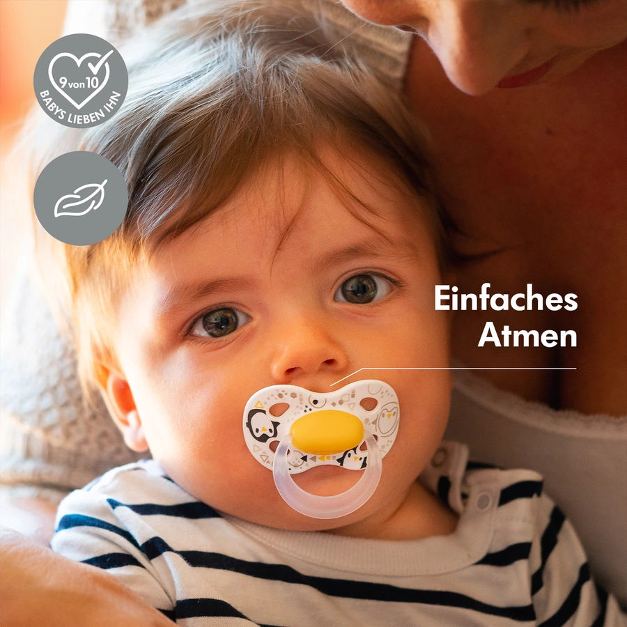 Medela Baby Schnuller Original 6-18 Monate DUO Signature 4 Stück in gelb und türkis