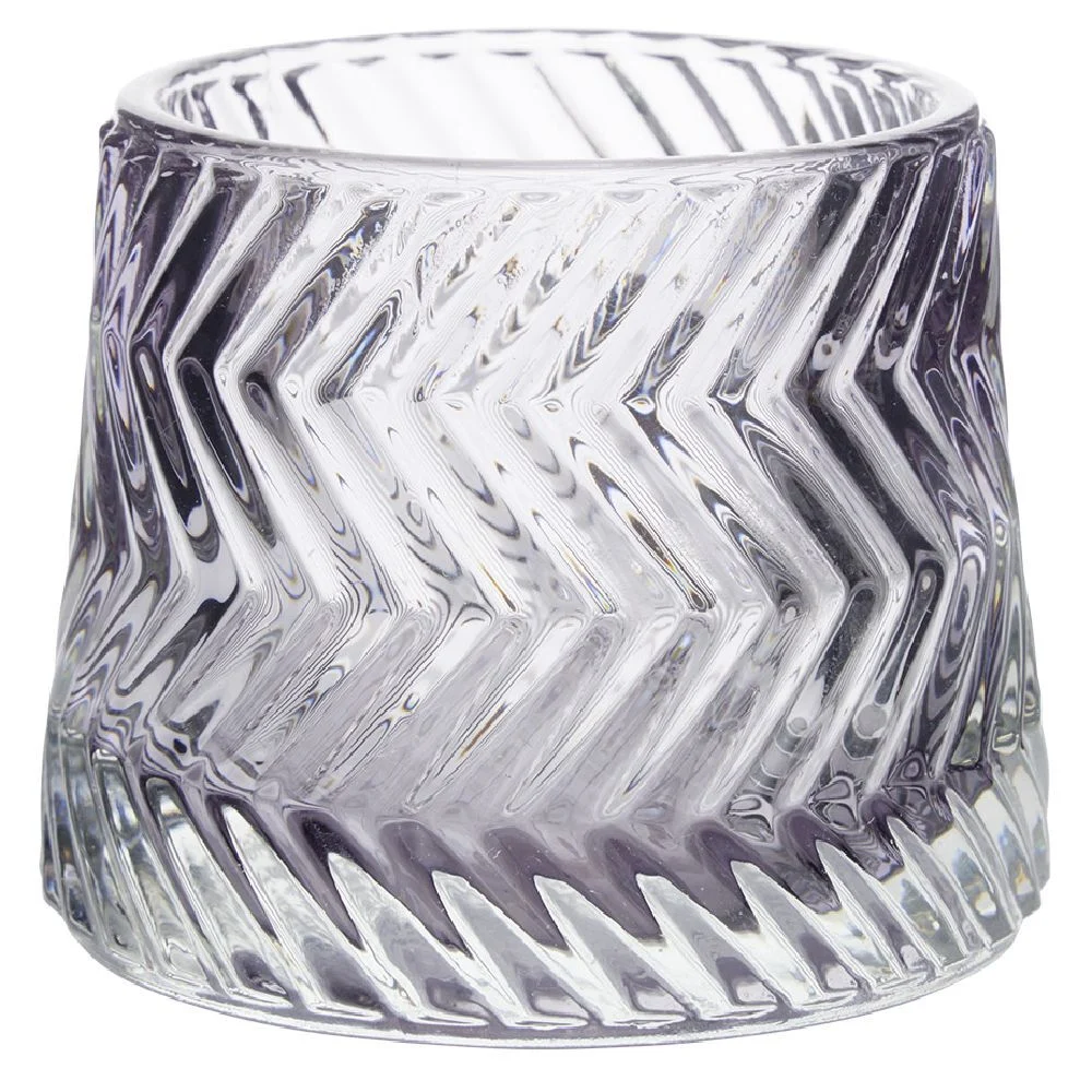 Photophore en verre strie diagonale