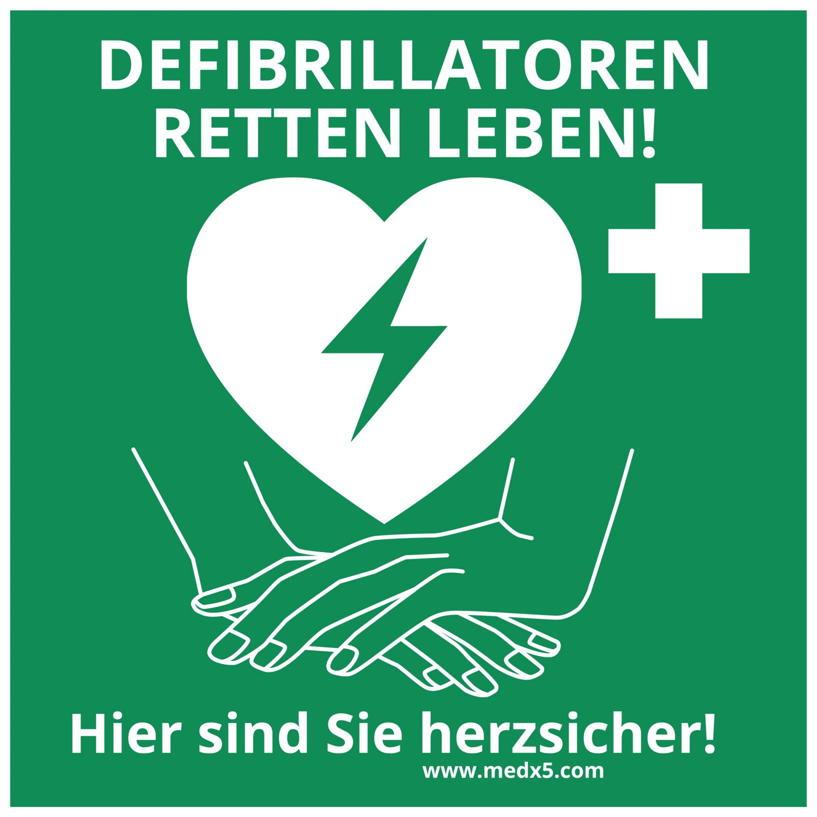 MEDX5 Defibrillator AED-Standortaufkleber, 20 cm x 20 cm
