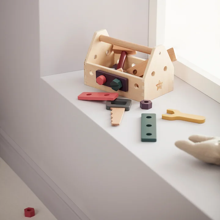 Kids Concept - Kid's Hub Werkzeugkiste mit Zubehör, bunt (21er-Set)