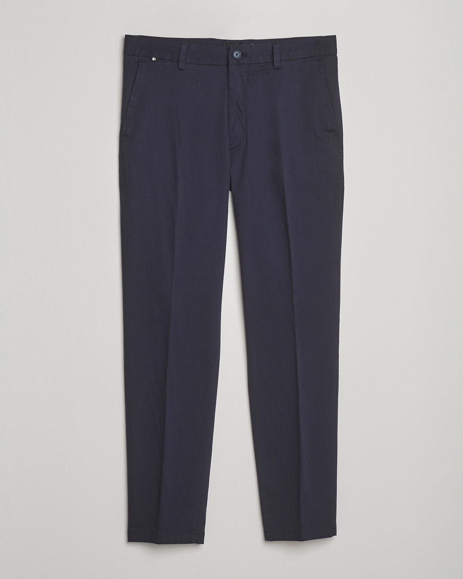 BOSS BLACK Kane Brushed Cotton Pleated Trousers Dark Blue